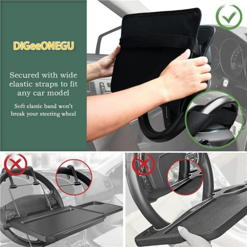 Steering Wheel Tray Car Food Tray for Laptop Adjustable & Stable Car Desk